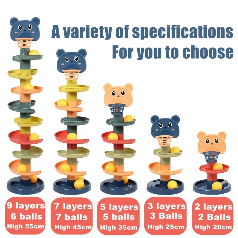 Baby Rotating Track Stacking Montessori Rolling Ball Tower Toys Early Parent Child Education Interactive Children'S Toy Gifts