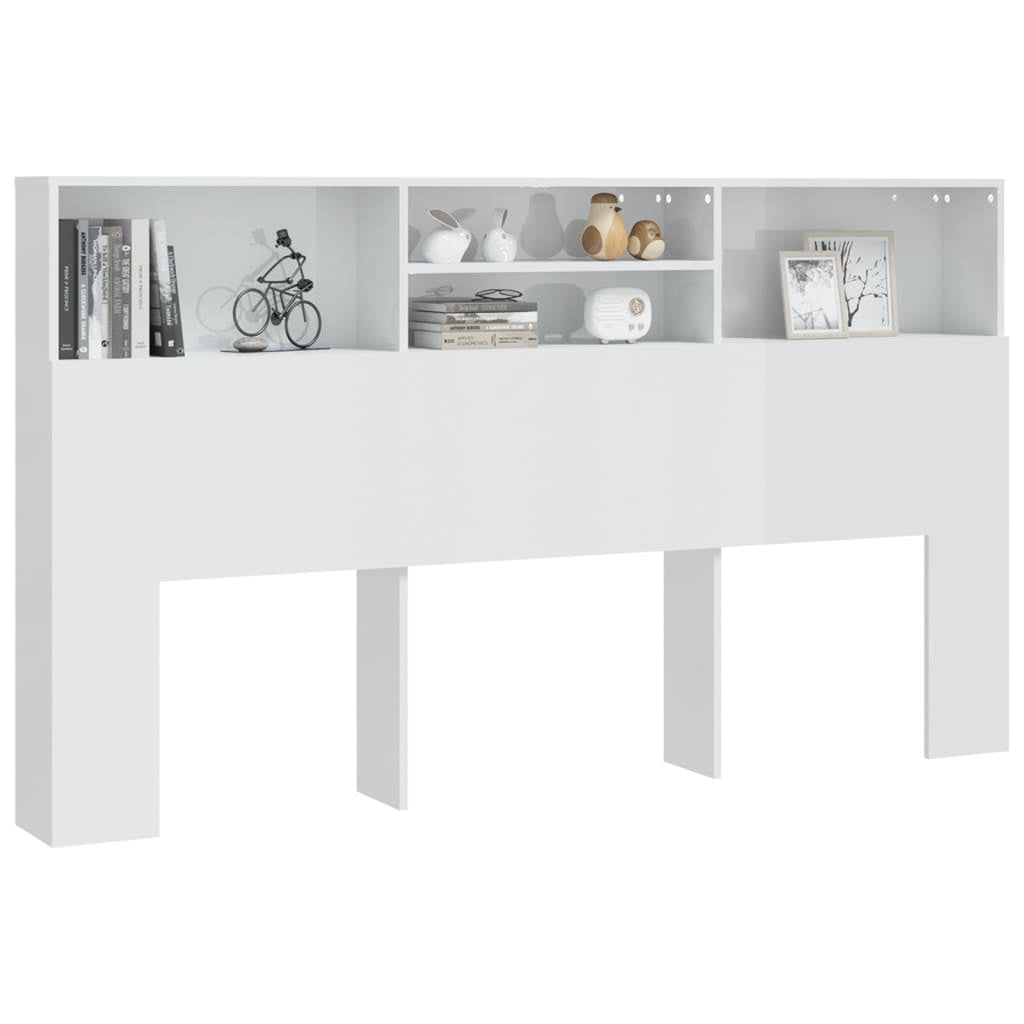 vidaXL Headboard Cabinet High Gloss White 180x19x103.5 cm
