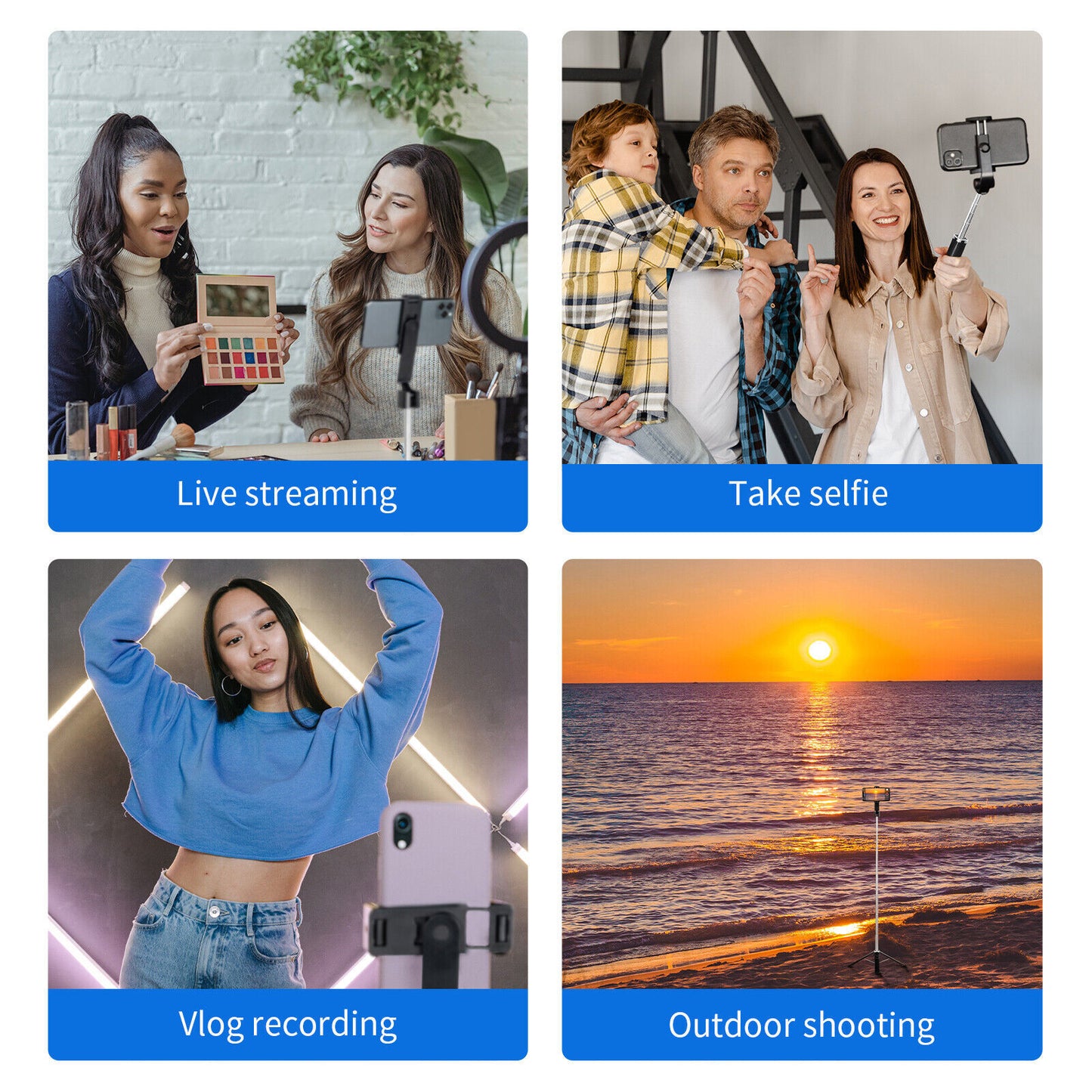 Selfie Stick Bluetooth Remote Phone Holder Tripod Stand For Universal