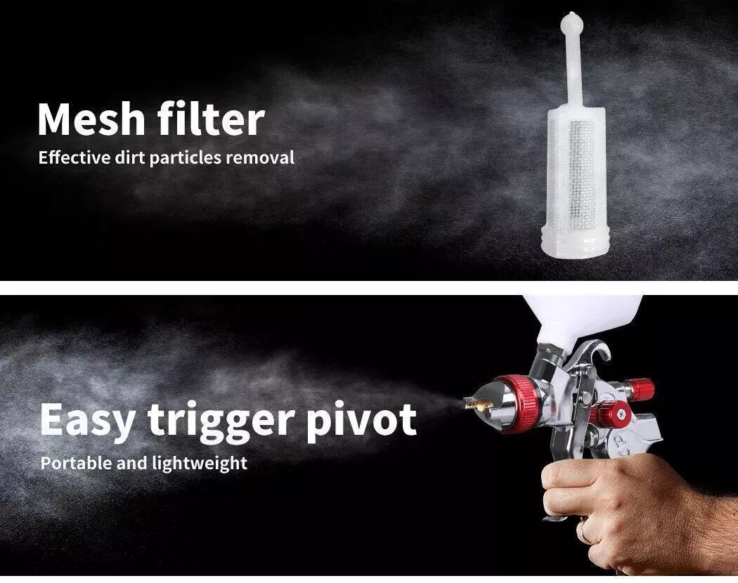 Spray Gun Paint Gun Kit HVLP Gravity Feed Air 1.4mm 1.7mm 2mm 2.5mm 4 Nozzles UK