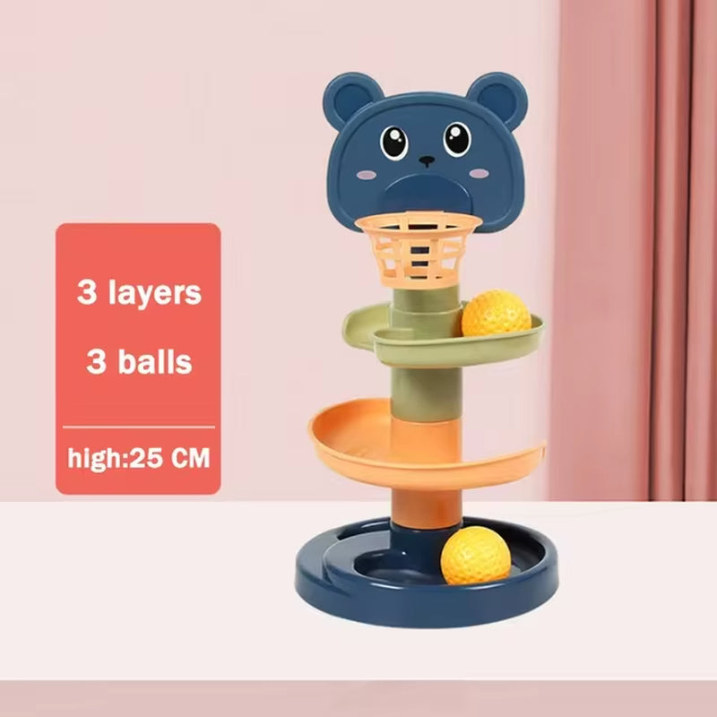 Baby Rotating Track Stacking Montessori Rolling Ball Tower Toys Early Parent Child Education Interactive Children'S Toy Gifts