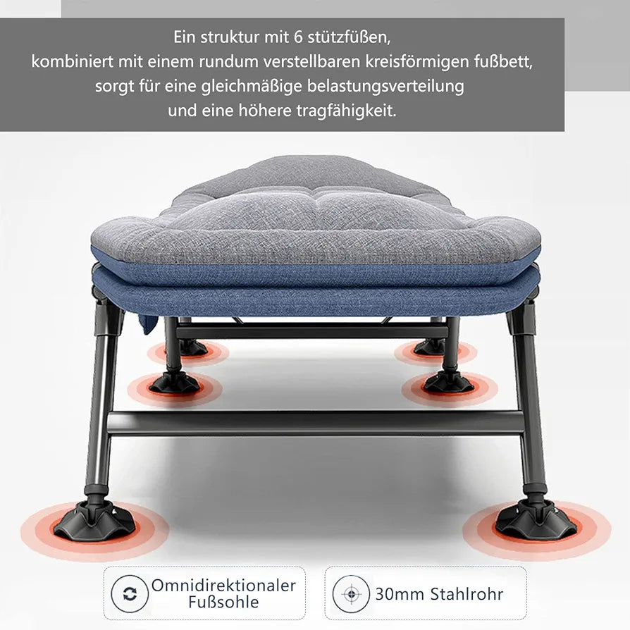 Portable Reclining Bedchair with Pillow, Outdoor Fishing Sleeping Cot