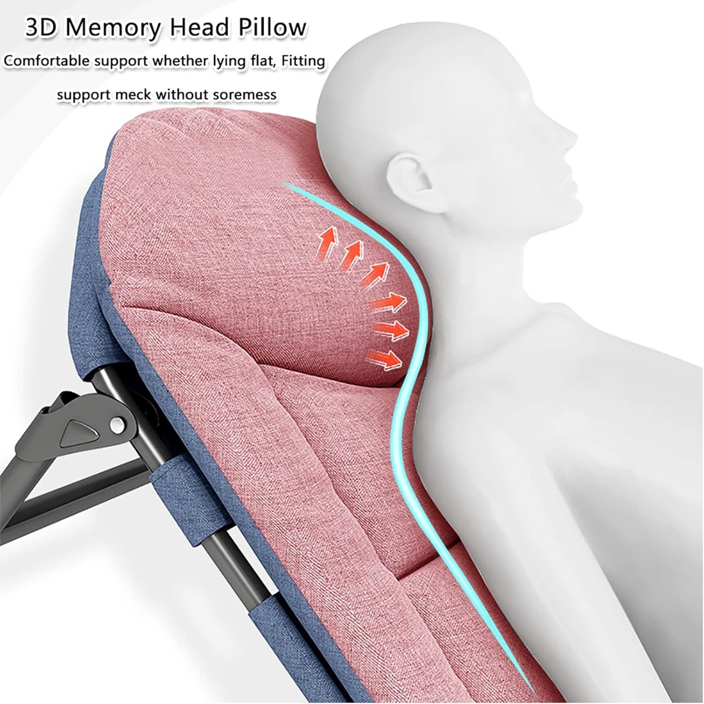 Portable Reclining Bedchair with Pillow, Outdoor Fishing Sleeping Cot