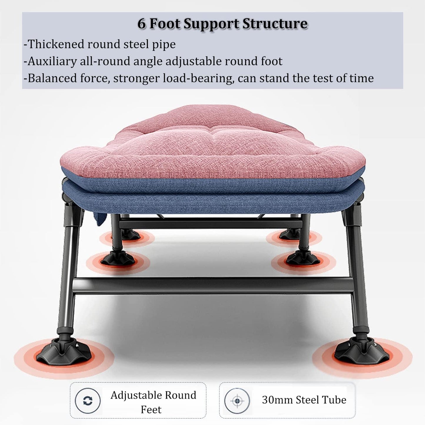 Portable Reclining Bedchair with Pillow, Outdoor Fishing Sleeping Cot