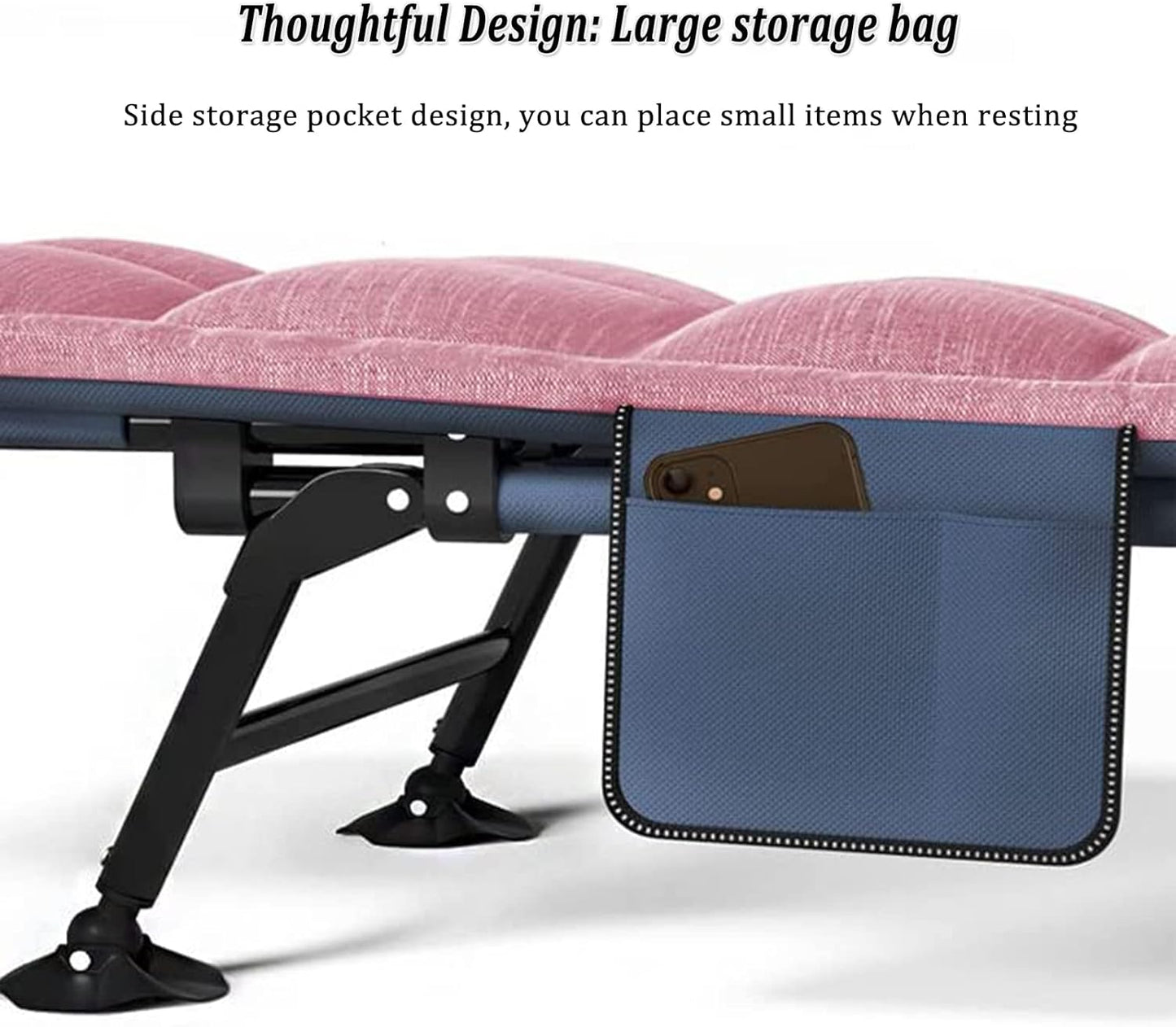 Portable Reclining Bedchair with Pillow, Outdoor Fishing Sleeping Cot