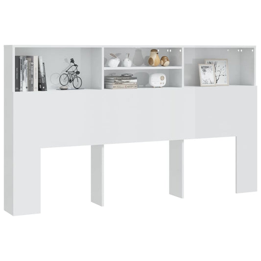 vidaXL Headboard Cabinet High Gloss White 180x19x103.5 cm