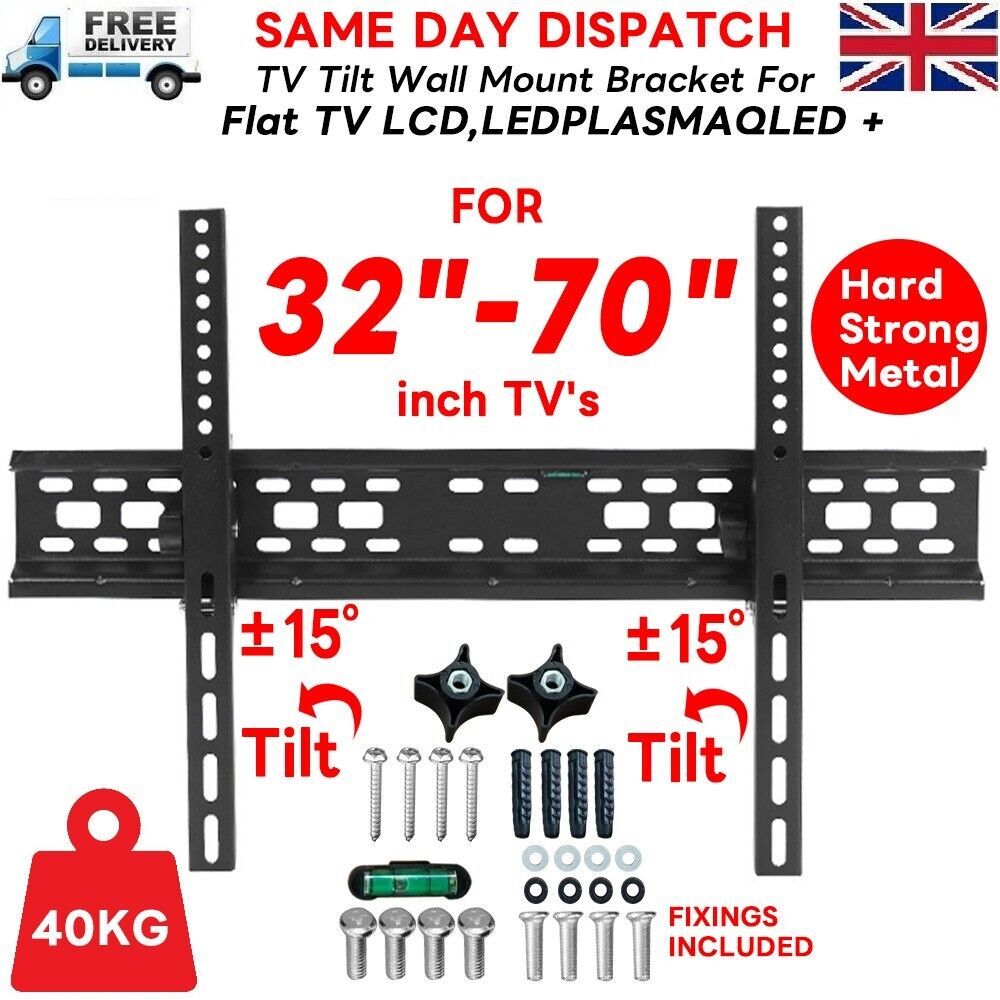 TV Wall Bracket Mount Slim Tilt For 32 36 40 50 55 Up To 72 Inch Universal Fit  The UK Does Not Include VAT, Which Needs To Be Borne By Oneself. Please Consider Carefully Before Placing An Order