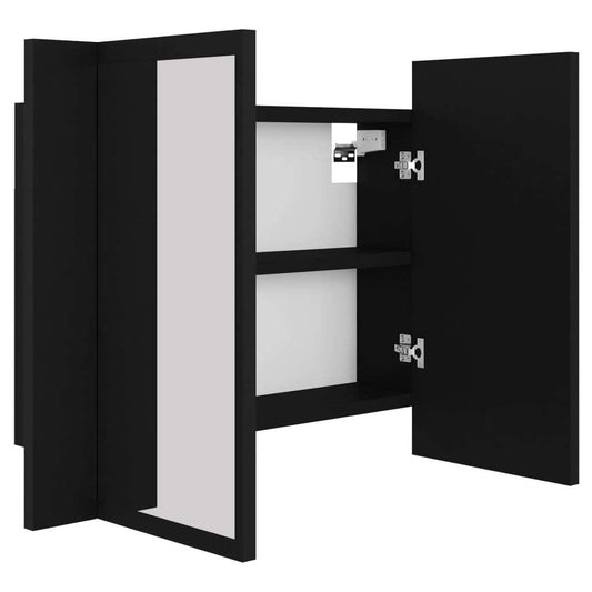 vidaXL LED Bathroom Mirror Cabinet Black 60x12x45 cm Acrylic