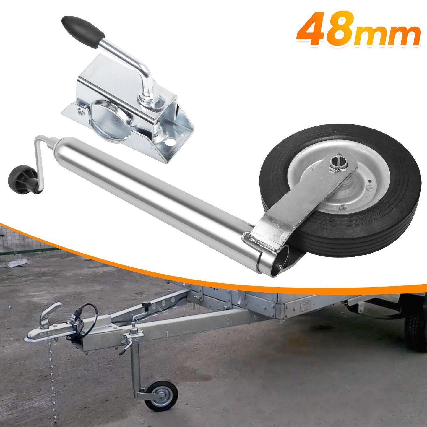 Wheel With Clamp Heavy Duty 48mm Caravan Trailer Galvanised Solid Tyre UK