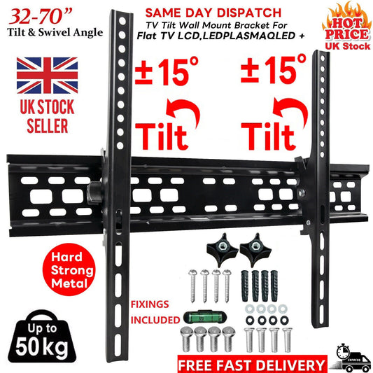 TV Wall Bracket Mount Slim Tilt For 32 36 40 50 55 Up To 72 Inch Universal Fit  The UK Does Not Include VAT, Which Needs To Be Borne By Oneself. Please Consider Carefully Before Placing An Order