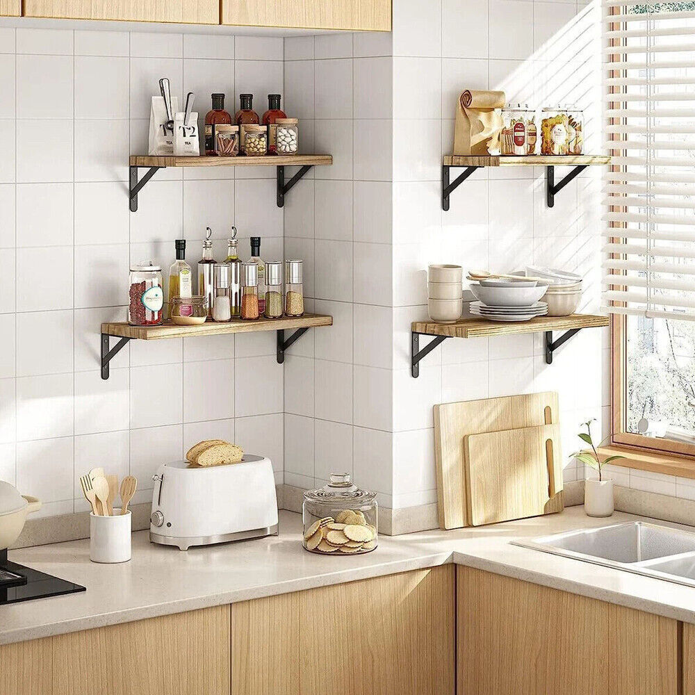 2x Wooden Floating Shelves Wall Mounted Display Storage Hold Rustic Industrial  The UK Does Not Include VAT, Which Needs To Be Borne By Oneself. Please Consider Carefully Before Placing An Order