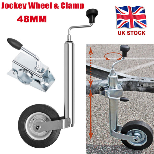 Wheel With Clamp Heavy Duty 48mm Caravan Trailer Galvanised Solid Tyre UK