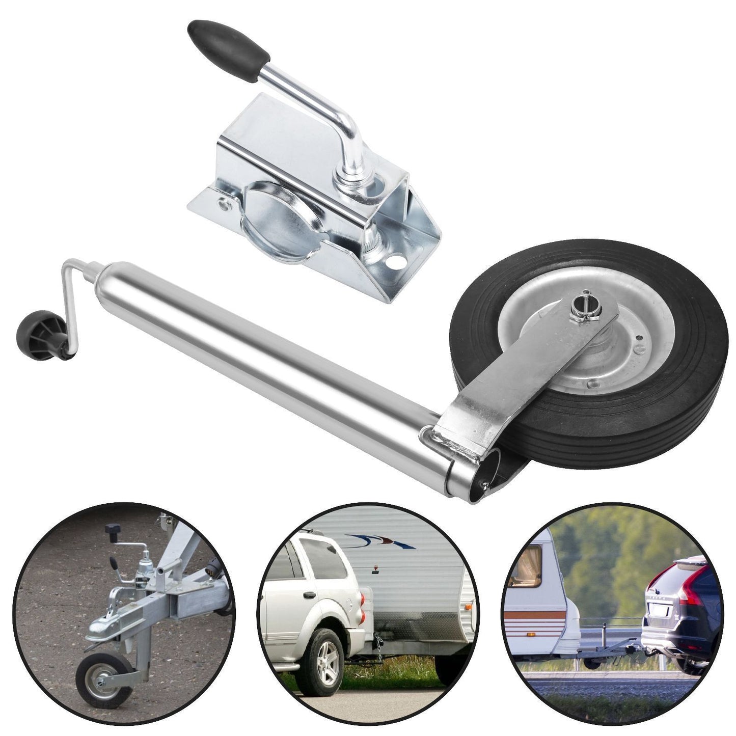 Wheel With Clamp Heavy Duty 48mm Caravan Trailer Galvanised Solid Tyre UK