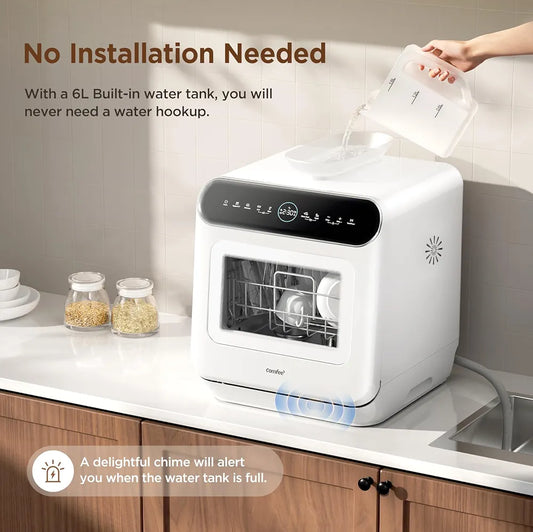 COMFEE' Mini Plus Compact Countertop Dishwasher with 6L Tank & Auto Dry