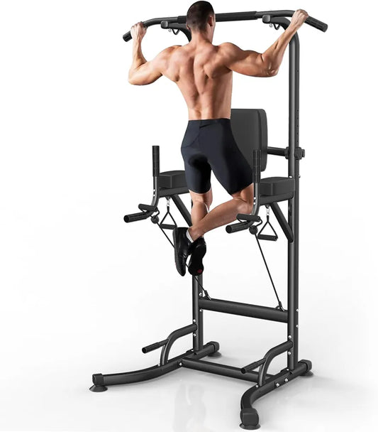 Pull Up & Dip Station, Adjustable Height Multi-Function Power Tower for Home Gym Strength Training Fitness Workout Equipment